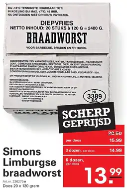 Sligro Simons Limburgse braadworst aanbieding