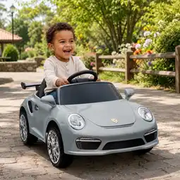 Action Elektrische kinderauto Porsche RUF CTR 3 S505 - grijs aanbieding