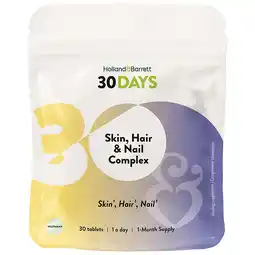 Holland & Barrett 2e product 50% korting | Holland & Barrett 30DAYS Skin, Hair & Nail Complex - 30 tabletten aanbieding