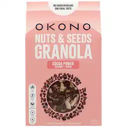 Holland & Barrett 2e product 50% korting | OKONO Nuts & Seeds Granola Cocoa Power Coconut & Cocoa - 250g aanbieding
