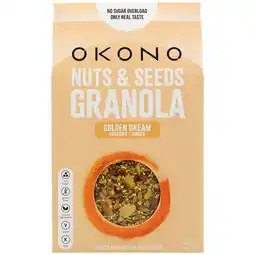 Holland & Barrett 2e product 50% korting | OKONO Nuts & Seeds Granola Golden Dream Curcuma & Ginger - 250g aanbieding