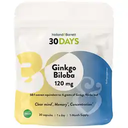 Holland & Barrett 2e product 50% korting | Holland & Barrett 30DAYS Ginkgo Biloba - 30 capsules aanbieding