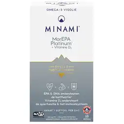 Holland & Barrett 2e product 50% korting | MINAMI MorEPA Platinum + Vitamine D3 - 60 softgels aanbieding