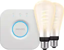 Coolblue Philips Hue Filament White Ambiance Edison XL 2-Pack + Bridge aanbieding