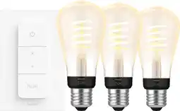 Coolblue Philips Hue Filament White Ambiance Edison 3-pack + dimmer aanbieding