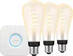 Coolblue Philips Hue Filament White Ambiance Edison XL 3-Pack + Bridge aanbieding