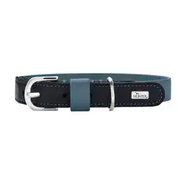 Zooplus HUNTER halsband Wolmar BioThane x leer, rokerig blauw/zwart maat L: 55 cm lang, 24 mm brede hond aanbieding