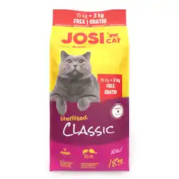 Zooplus 15 kg + 3 kg gratis! JosiCat droogvoer voor katten 18 kg - Sterilised Classic zalm 15 + 3 kg aanbieding