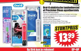 Dirk Oral-B elektrische tandenborstel of Precision Clean opzetborstels aanbieding