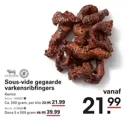 Sligro Sous-vide gegaarde varkensribfingers aanbieding