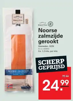 Sligro Noorse zalmzijde gerookt aanbieding