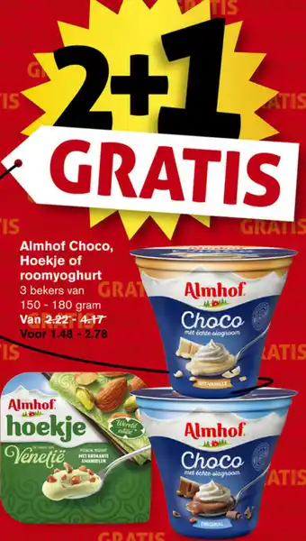 Hoogvliet Almhof Choco, Hoekje of roomyoghurt 150-180g aanbieding