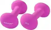 Bol.com Tunturi Dumbbell set - 2 x 3,0 kg - Neopreen - Fluor Paars - Incl. gratis fitness app aanbieding