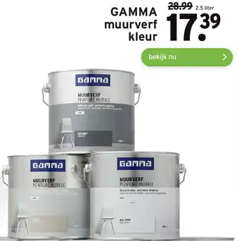 GAMMA Muurverf kleur 2.5 liter aanbieding