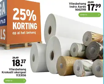 GAMMA Vliesbehang Indra Aards 166298, Vliesbehang Krokodil okergeel 113306 aanbieding