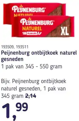 Van Hoeckel Peijnenburg ontbijtkoek naturel gesneden aanbieding