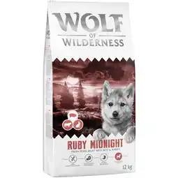 Zooplus 12kg Wolf of Wilderness Junior Ruby Midnight Rund & Konijn graanvrij droogvoer voor honden aanbieding