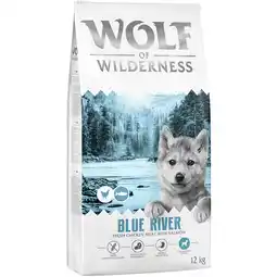 Zooplus 12kg Wolf of Wilderness Junior Blue River Salmon graanvrij droogvoer voor honden aanbieding