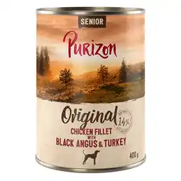 Zooplus 6x 400g Purizon Senior Kipfilet met Black Angus rund Kalkoen natvoer voor honden aanbieding