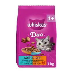 Zooplus 7kg Whiskas 1+ Duo Surf & Turf Tonijn & Kip Droogvoer voor katten aanbieding