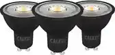 Bol.com Calex LED Lamp - 3 Stuks - 3x GU10 spot - Inbouwspots - Dimbaar - Zwart - Warm Wit Licht - 5W aanbieding