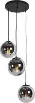 Bol.com QAZQA pallon - Art Deco Hanglamp - 3 lichts - Ø 45 cm - Zilver - Woonkamer | Slaapkamer | Keuken aanbieding