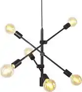 Bol.com QAZQA Sydney 6 - Hanglamp - 6 lichts - 750 mm - zwart aanbieding