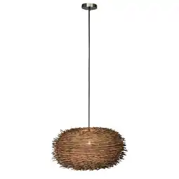 Bol.com QAZQA Hatch 45 Hanglamp - 1 lichts - 450 mm - bruin aanbieding