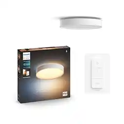 Bol.com Philips Hue Devere badkamerplafondlamp - warm tot koelwit licht - wit - 38cm - 1 dimmer switch aanbieding