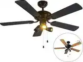 Bol.com QAZQA Mistral 42 Plafondventilator met lamp - 3 lichts - Ø110cm - Zwart aanbieding
