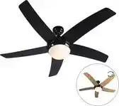 Bol.com QAZQA Cool 52 Plafondventilator met afstandsbediening met lamp - 2 lichts - Ø130cm - Zwart aanbieding