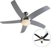 Bol.com QAZQA Cool 52 Plafondventilator met afstandsbediening met lamp - 2 lichts - Ø130cm - Staal aanbieding