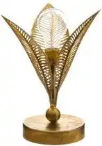 Bol.com Atmosphera Tafellamp Goud - Blad - Art deco lamp - H24,5 cm - Slaapkamer/Woonkamer aanbieding