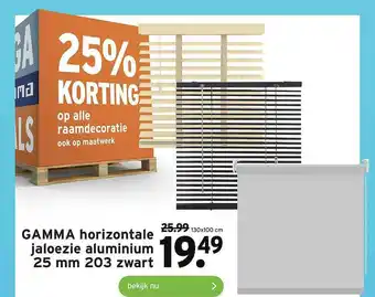 GAMMA Gamma Horizontale Jaloezie Aluminium 25 Mm 203 Zwart 25% Korting aanbieding