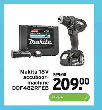 GAMMA Makita 18V Accuboormachine DDF482RFEB aanbieding