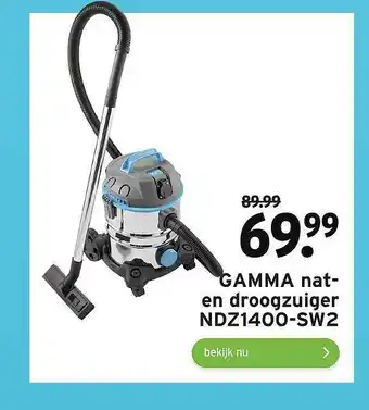 GAMMA Gamma Nat- En Droogzuiger NDZ1400-SW2 aanbieding