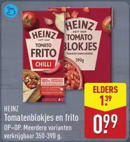 ALDI Heinz Tomatenblokjes en frito aanbieding