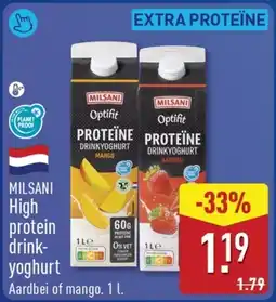 ALDI Milsani High Protein Drinkyoghurt aanbieding