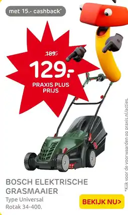 Praxis Bosch elektrische grasmaaier aanbieding