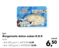HANOS Igor Gorgonzola dolce cubes D.O.P. aanbieding