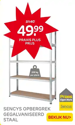 Praxis Sencys opbergrek gegalvaniseerd staal aanbieding