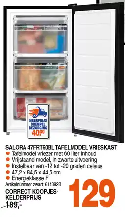 Correct Salora 47frt60bl tafelmodel vrieskast aanbieding