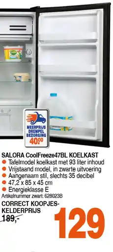 Correct Salora coolfreeze47bl koelkast aanbieding