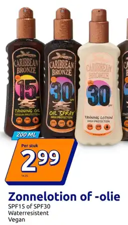 Action Caribbean Bronze Zonnelotion of Olie aanbieding