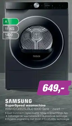 EP Samsung SuperSpeed wasmachine WW11DG6B25LBU3 6000 Serie - zwart aanbieding