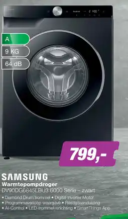 EP Samsung warmtepompdroger DV90DG6845LBU3 6000 Serie - zwart aanbieding