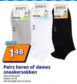 Action Pairz heren of dames sneakersokken aanbieding