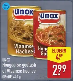 ALDI Unox Hongaarse Goulash of Vlaamse Hachee aanbieding