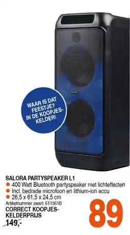 Correct Salora partyspeaker l1 aanbieding