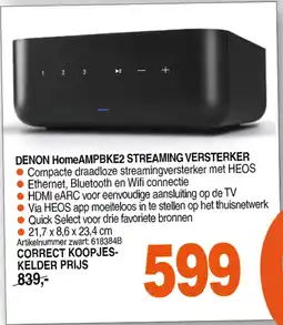 Correct Denon homeampbke2 streaming versterker aanbieding